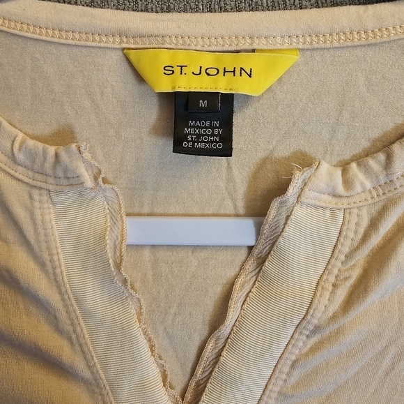 St. John Light Peach Long Sleeve Casual Basic Coastal V-neck Top Size Medium - Picture 4 of 6